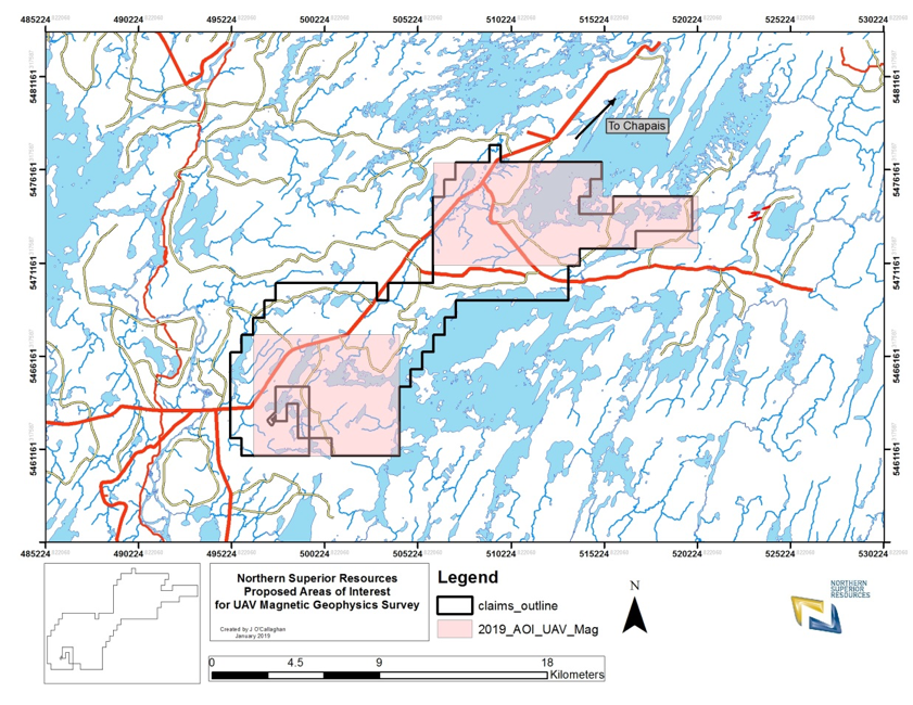 Northern Superior Resources Inc., Wednesday, February 6, 2019, Press release picture