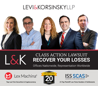 Levi & Korsinsky, LLP, Monday, August 16, 2021, Press release picture