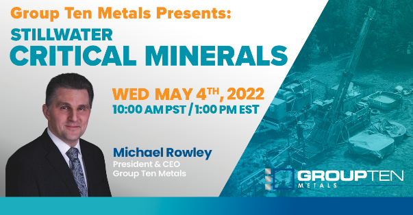 Group Ten Metals Inc. , Wednesday, April 27, 2022, Press release picture