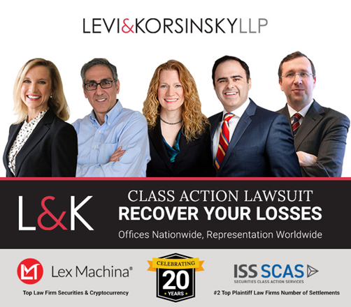 Levi & Korsinsky, LLP, Tuesday, May 24, 2022, Press release picture