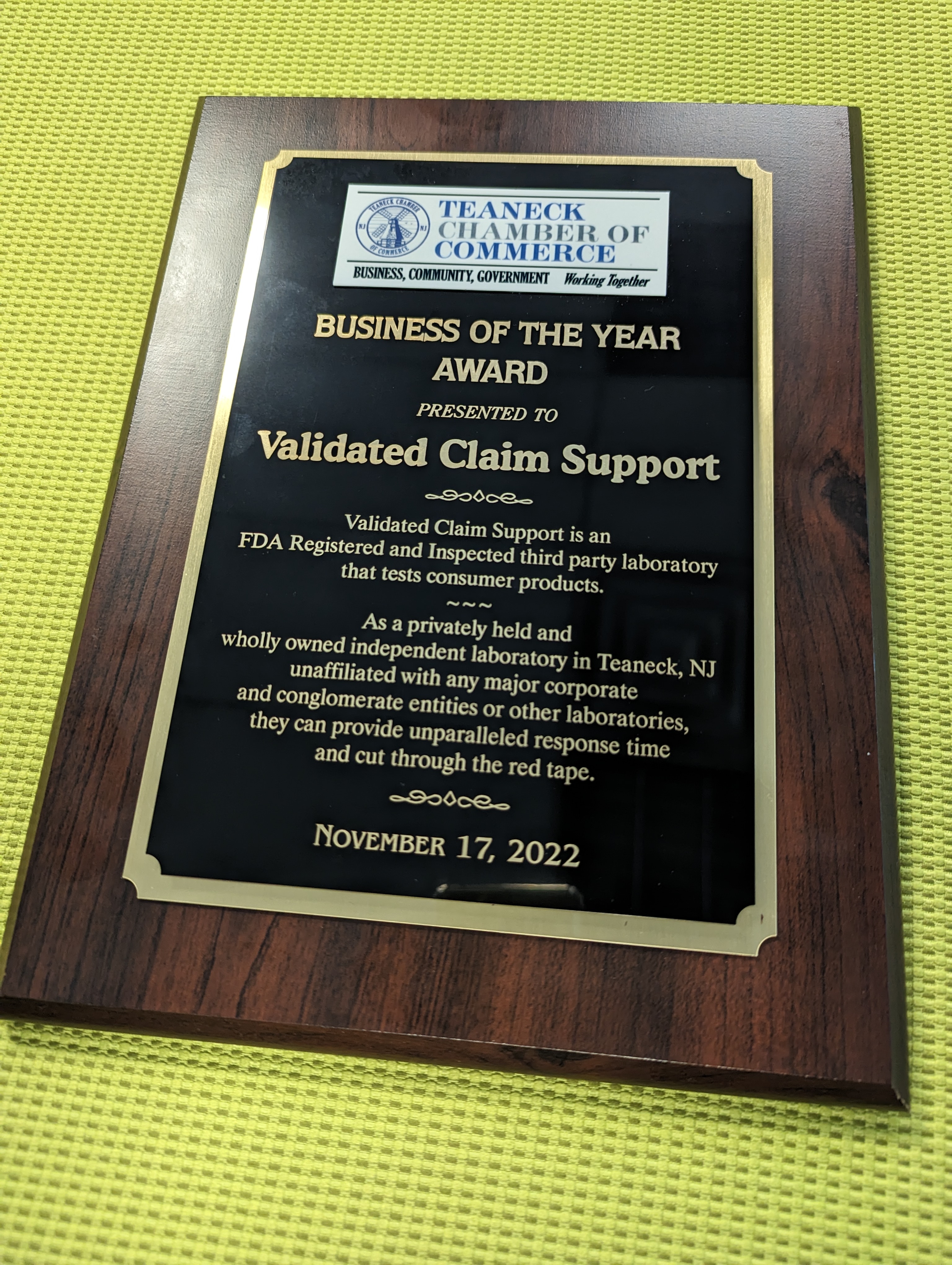 Validated Claim Support, Tuesday, November 29, 2022, Press release picture