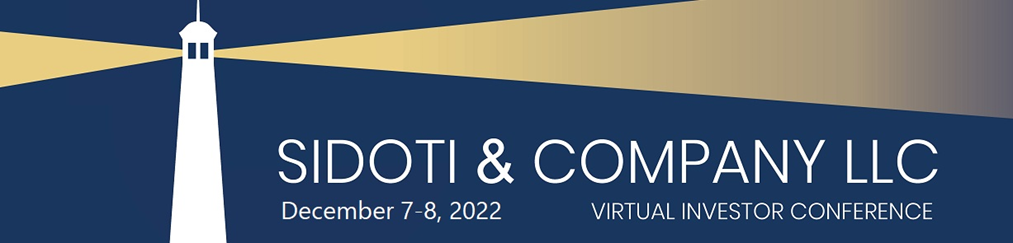 Sidoti & Company, LLC, Monday, December 5, 2022, Press release picture