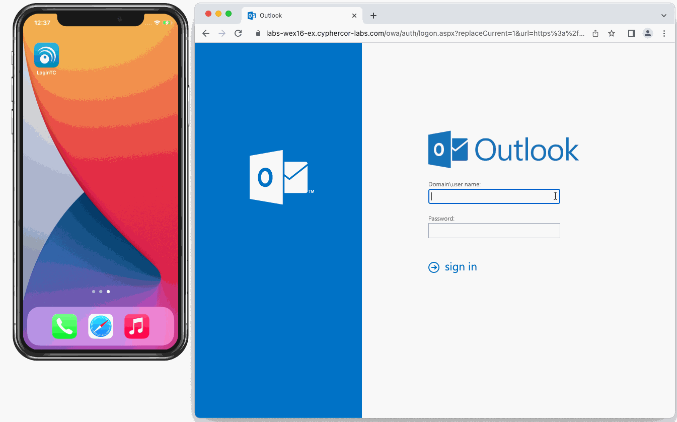 Photo caption: Push number matching with the Outlook Web App connector