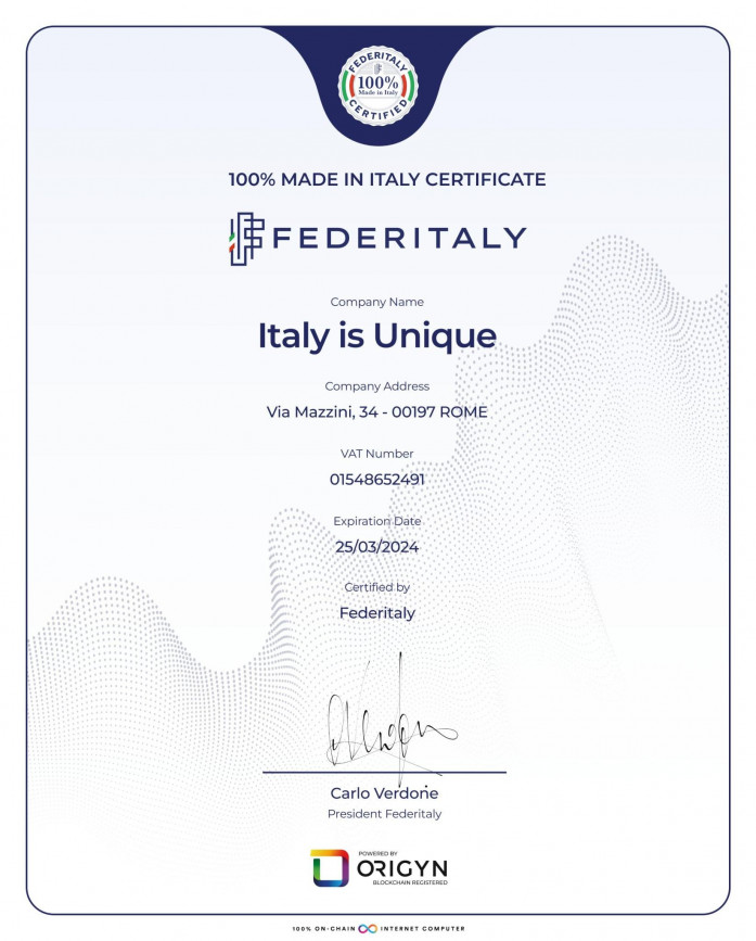 100% Made in Italy Certificate